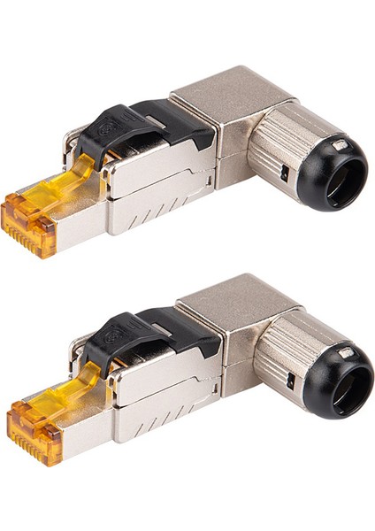 2pcs RJ45 Tam Korumalı Çinko Alaşımlı Alan Fiş 90 Derece Açılı Cat8 Stp Stp Alan Fesih Konnektörü Toolless Tip (Yurt Dışından)