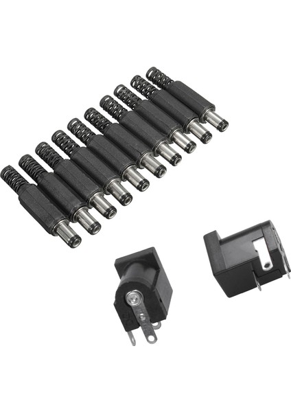 15 Pcs 5.5x2.1mm Siyah Dc Güç Jakı Konnektörleri: 10 Pcs Erkek Lehim Namlu Uç Tapası Jack Düz Konektörler ve 5 Pcs Power Jack Socket Kadın Panel Montaj Konnektörü (Yurt Dışından) modelleri