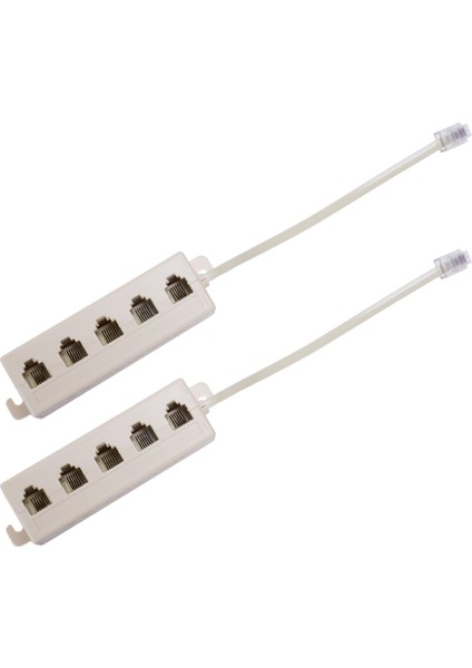 2x Bej RJ11 6P4C Erkek Fiş 5 Port 6P2C Kadın Soketi Telefon Hattı Ayırtıcı Adaptörü (Yurt Dışından)