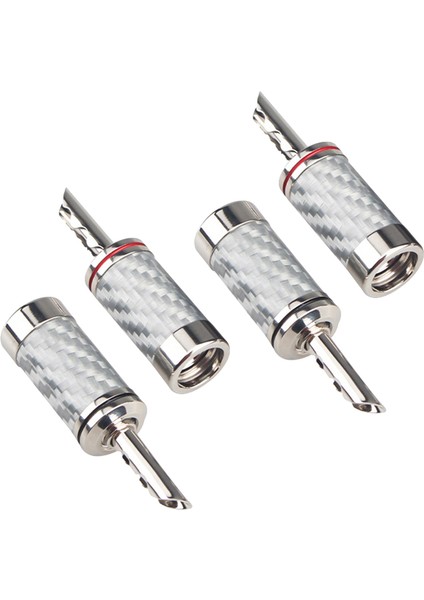 4pcs Muz Tapaları Hifi Dıy Karbon Fiber Elektrik Ses Hoparlör Kablosu Banana Konnektörü Tapası Beyaz (Yurt Dışından)