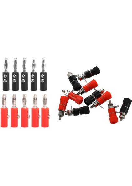 20 Pcs 3.8mm Iplik 4mm Muz Fiş Soketi Kırmızı + Kara Kıymetleme Post Değiştirme ve Konektörler (Yurt Dışından)