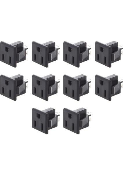 10X Ac 125V 15A Panel Boğuş Us Outlet Güç Soketi Siyah (Yurt Dışından)