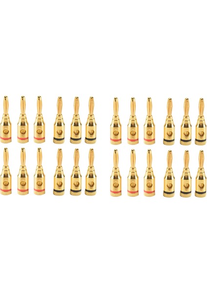Banana Tapaları Açık Vidalı 24K Altın Kaplama Fişleri Hoparlör Stereo Kablosu Için Ses Jack Konektörü, 24 Pack (12 Kırmızı, 12 Siyah) (Yurt Dışından) modelleri