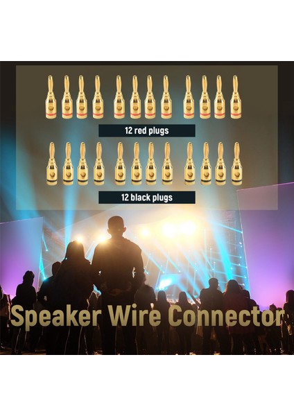 Banana Tapaları Açık Vidalı 24K Altın Kaplama Fişleri Hoparlör Stereo Kablosu Için Ses Jack Konektörü, 24 Pack (12 Kırmızı, 12 Siyah) (Yurt Dışından) indirimleri