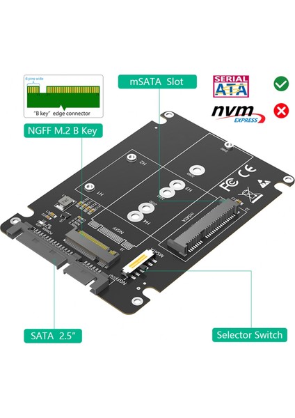 2 SSD Adaptörünün 2&#39;si Birleştirin M.2 Ngff Tuşunu B &amp; Msata 2.5 Inç Sata 3 Adaptör Dönüştürücü Harici SSD Kasa Kutusu (Yurt Dışından) fırsatları