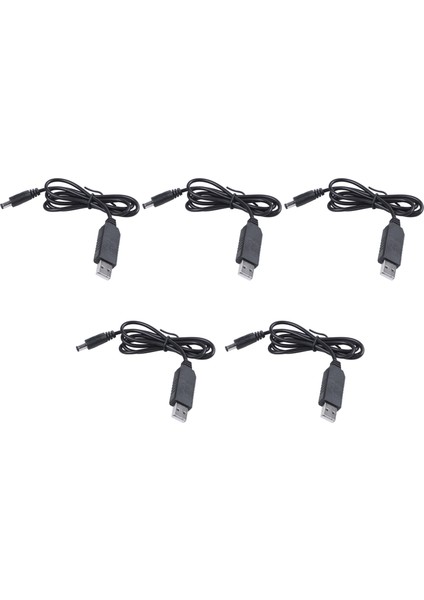 5x USB Dc 5V -Dc 12V 2.1mm x 5.5mm Modül Dönüştürücü Dc Barrel Erkek Konnektörü Jack Güç Kablosu Fişi -1m (5V -Dc 12V) (Yurt Dışından)