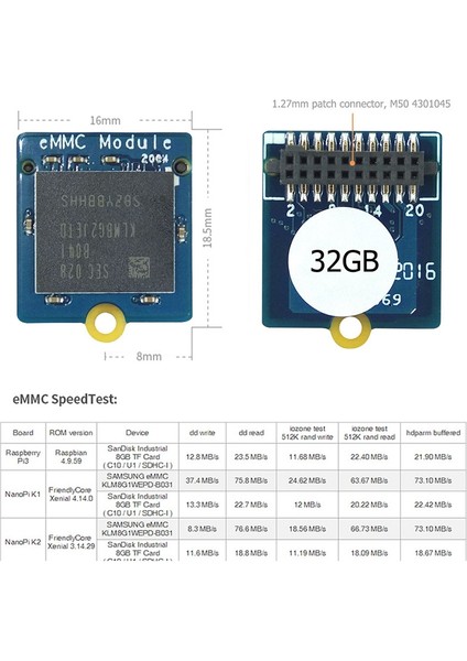 NANOPI/PC/RK3399 Geliştirme Kartı Için Emmc Adaptörü T2 ile Mikro Sd Turn ile Emmc Modülü 16GB (Yurt Dışından) modelleri