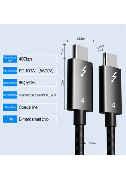 2x Thunderbolt 4 Kablo USB C 8k 60Hz Sertifikalı 40GBPS Hızlı Hız PD100W MacBook Pro Acer USB 4 C422 (Yurt Dışından) indirimleri