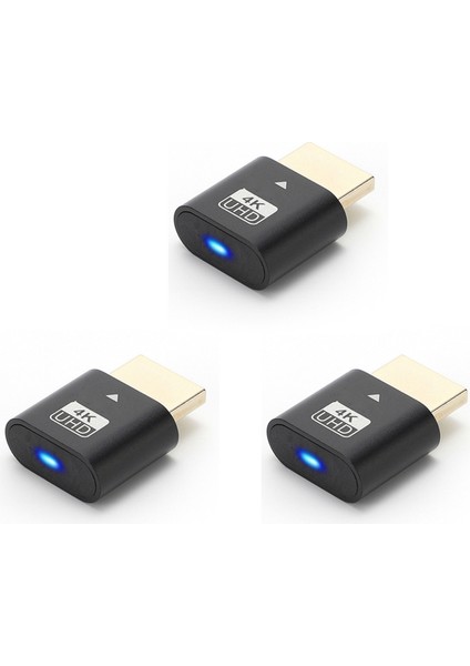 Grafik Kartları Için LED Işığı Olan 3x HDMI Uyumlu 4K Kukla Fiş, Masaüstü/dizüstü Bilgisayar Vistual Ekran Adaptörü C (Yurt Dışından)