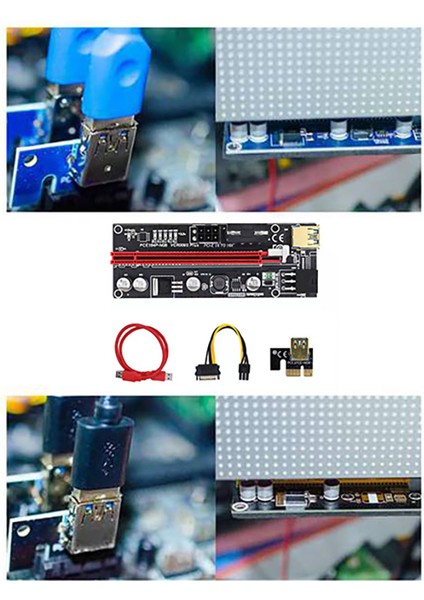 6 Pcs Pcıe Rıser 1x - 16X Grafik Grafik Grafik Kartı Gpu Madencilik Güçlü Yükseltici Adaptör Kartı VER009S 60CM USB 3.0 Kablo (Yurt Dışından) fırsatları