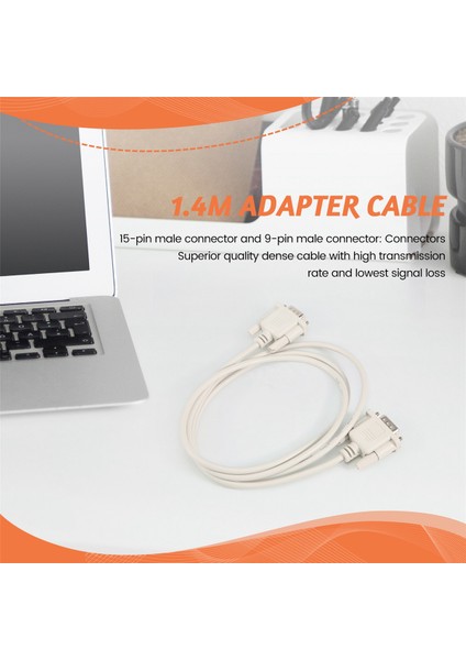 VGA DB15 Erkek - RS232 Db9 Pın Erkek Adaptör Kablosu / Video Grafik Uzantı Kablosu (Beyaz, 1.4m) (Yurt Dışından) fırsatları