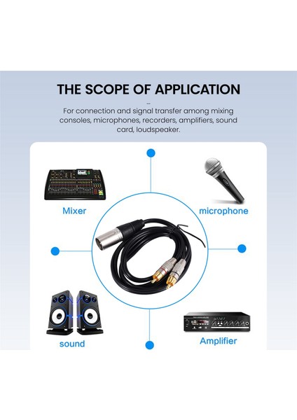 1 Xlr Erkek - 2 Rca Erkek Fiş Stereo Ses Kablo Konnektörü Y Mikrofon Karıştırma Konsolu Amplifikatörü (1.5m) (Yurt Dışından) fiyatları