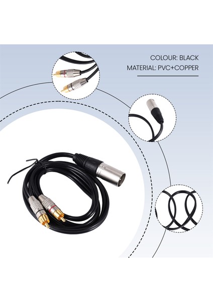 1 Xlr Erkek - 2 Rca Erkek Fiş Stereo Ses Kablo Konnektörü Y Mikrofon Karıştırma Konsolu Amplifikatörü (1.5m) (Yurt Dışından) indirimleri