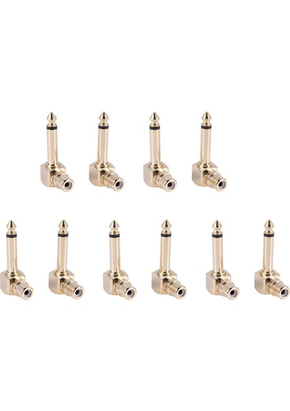 10 Paket Rca Dişi Kriko-1/4 Inç Mono Mono Fik Diğer Açılış Ses Adaptör, Gold (Yurt Dışından)