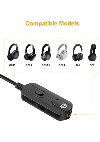 Bose 700 Oe2 QC25 QC35II QC35 QC45 Soundlink Kulaklık Için Uyumlu Hacim Kontrolü Olan 3.5mm Uzatma Ses Kablosu (Yurt Dışından) fırsatları