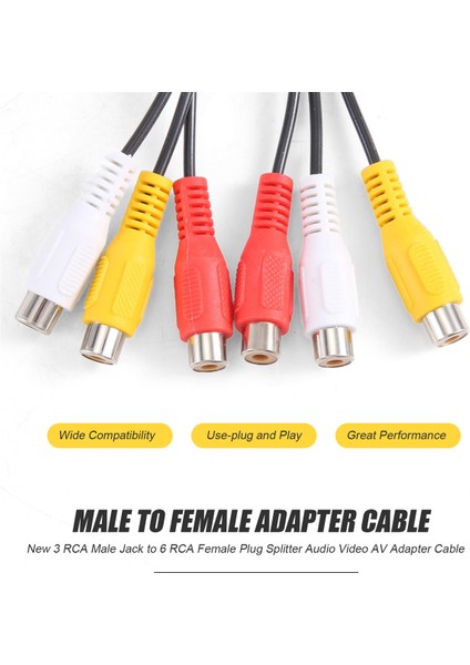 Yeni 3 Rca Erkek Kriko - 6 Rca Dişi Fiş Ayırıcı Sesli Video Av Adaptör Kablosu (Yurt Dışından) indirimleri