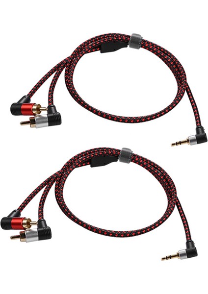 2x 90 Derece 3,5mm Erkek Ila 2 Rca Erkek Kablo Dik Açı Stereo Y Ayırıcı Kordon Mikrofon Kordon Takımı Dizüstü Bilgisayar 1m (Yurt Dışından)