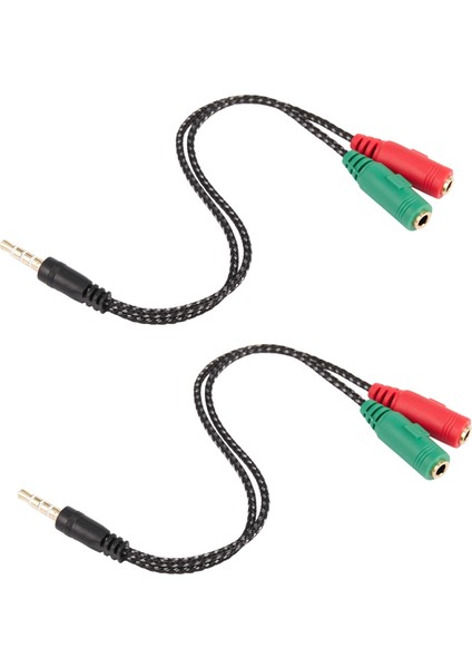 2pcs Kablo Adaptörü 2 Arada 1 Splitter 4 Pole 3.5mm Ses Kulaklık Kulaklığı 2 Dişi Jak Kulaklık Mikrofonlu Ses Kablosu 3 Kutup (Yurt Dışından)
