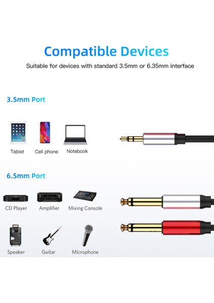 Ses Kablosu 3.5mm Ila Çift 6.35MM Aux Kablosu Mono 6.5 Ila 3,5 Mikser Amplifikatör Hoparlörü 3,5 mm Jack Ayırıcı Kablosu (Yurt Dışından) indirimleri