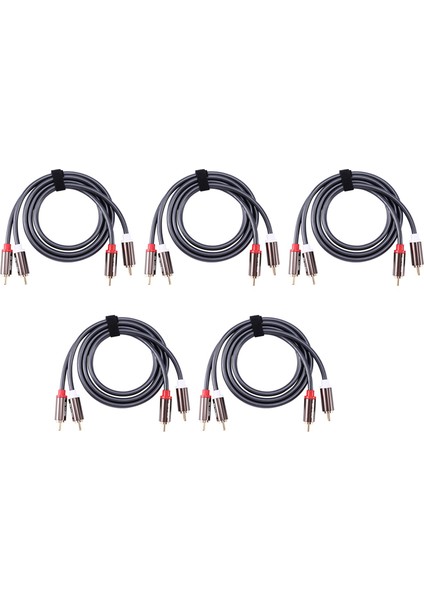5x Rexlis 2 Rca Ila 2 Rca Erkek - Erkek Hifi Ses Kablosu Ofc Av Hoparlör Tel Tv DVD Amplifikatör Subwoofer Soundbar 1m (Yurt Dışından)