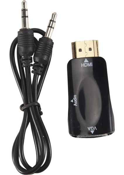 1080P HDMI Erkek - VGA Kadın Adaptör Video Dönüştürücü 3.5mm Ses Çıkış Kablosu Sıcak Siyah (Yurt Dışından) fiyatları
