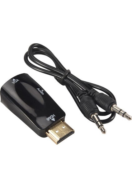 1080P HDMI Erkek - VGA Kadın Adaptör Video Dönüştürücü 3.5mm Ses Çıkış Kablosu Sıcak Siyah (Yurt Dışından) modelleri