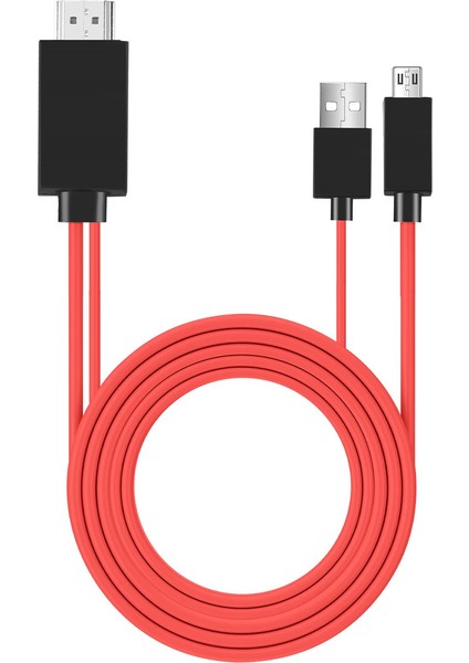 6.5 Feet Mikro-Usb-Hdmı Adaptör Dönüştürücü Kablosu 1080P Hdtv Android Cihazlar Samsung Galaxy S3 (11 Pin, Kırmızı) (Yurt Dışından)