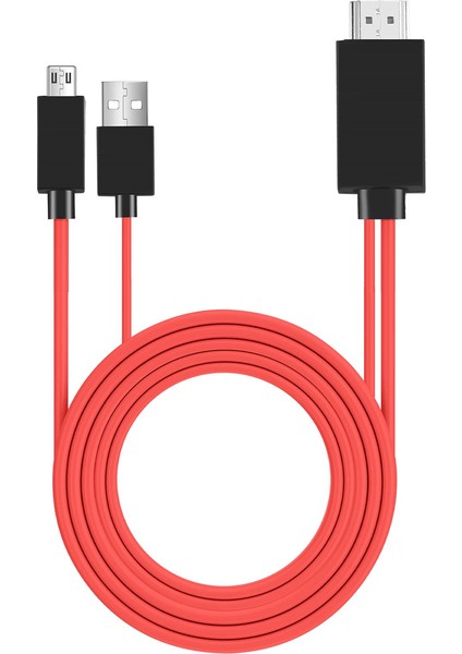 6.5 Feet Mikro-Usb-Hdmı Adaptör Dönüştürücü Kablosu 1080P Hdtv Android Cihazlar Samsung Galaxy S3 (11 Pin, Kırmızı) (Yurt Dışından) modelleri