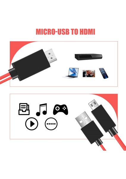 6.5 Feet Mikro-Usb-Hdmı Adaptör Dönüştürücü Kablosu 1080P Hdtv Android Cihazlar Samsung Galaxy S3 (11 Pin, Kırmızı) (Yurt Dışından) fırsatları
