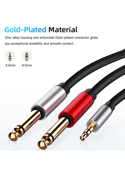 2x 3,5mm Ila Çift 6.5mm Adaptör Jaklı Ses Kablosu 3.5 Ila 6.5 Aux Kordon 3,5 Gitar Mikser Amplifikatör Bas Için Jak Splitter (Yurt Dışından) fiyatları