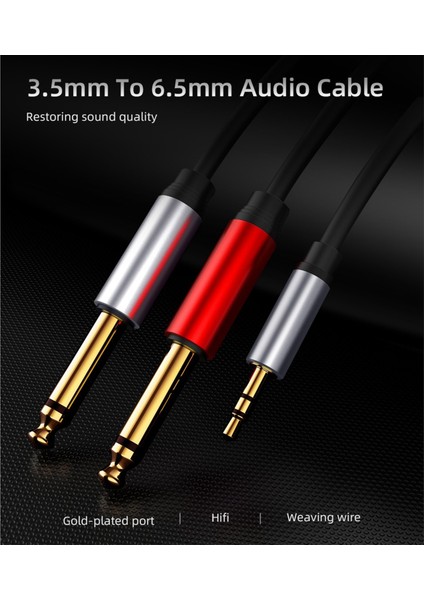 2x 3,5mm Ila Çift 6.5mm Adaptör Jaklı Ses Kablosu 3.5 Ila 6.5 Aux Kordon 3,5 Gitar Mikser Amplifikatör Bas Için Jak Splitter (Yurt Dışından) fırsatları