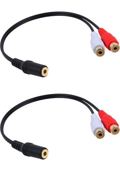 2x Altın Kaplama 3,5mm Jack Dişi - 2 Dişi Jacks Stereo Adaptör Ses Dinlatıcı Rca (15CM) Siyah (Yurt Dışından)