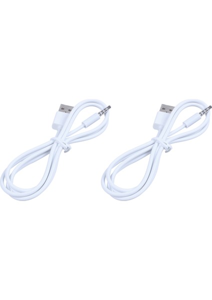 2x 3,5mm Fiş Ses Aux Aux - USB 2.0 Fiş Adaptör Şarj Kablosu 1m Beyaz (Yurt Dışından)
