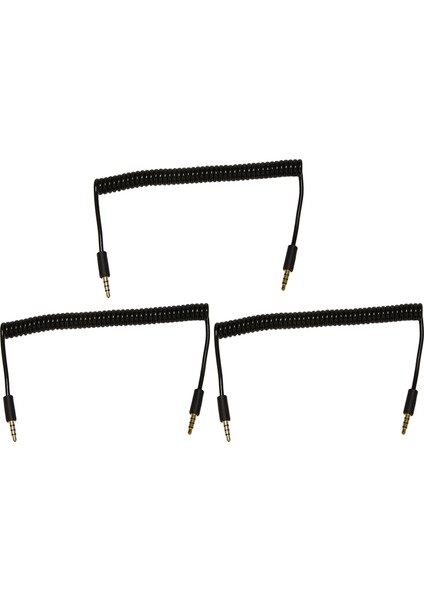 3x 3.5mm Erkek - Erkek Jack 4 Kutup Uzatma Aux Audio Sarmal Spiral Kablo 1.5m (Yurt Dışından)