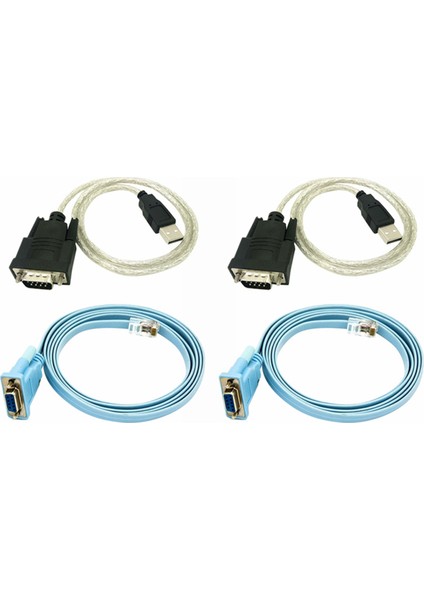 2x RJ45 Ağ Kablosu Seri Kablosu RJ45 - Db9 ve RS232 - Usb&#39;den (1&#39;de 2) Cat5 Ethernet Adaptör Lan Konsol Kablosu (Yurt Dışından)