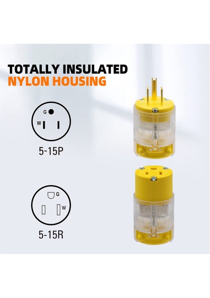 Işıklı Düz ​​bıçak Elektrik Tapası ve Konnektör Seti 15 Amp 125 Volt Nema 5-15P Nema 5-15R Tel Toplama Abd Fişi (Yurt Dışından) fiyatları