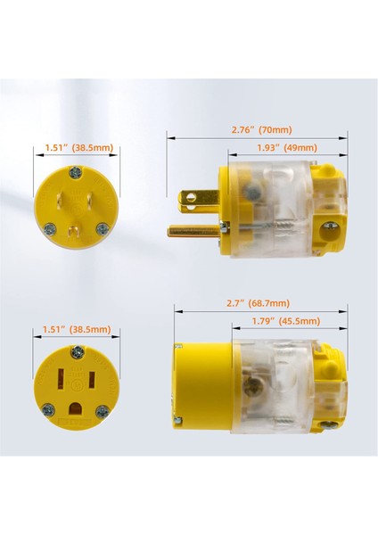 Işıklı Düz ​​bıçak Elektrik Tapası ve Konnektör Seti 15 Amp 125 Volt Nema 5-15P Nema 5-15R Tel Toplama Abd Fişi (Yurt Dışından) indirimleri