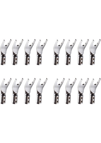 16 Pcs Ses Jack Y Muz Tapası Lehim Tel Konektör U/y Rhodium Kaplama Bakır Vidalı Çatal Hifi Hoparlör Spade Konnektörü (Yurt Dışından)