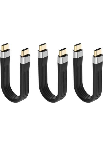 3x 4K Usb-C 3.1 Gen 2 Kablo 10G Emark Tipi Kısa Tip C Usb-C-Usb-C Video Sync Şarj Cablosu Pd 60W 4K Video (Yurt Dışından)