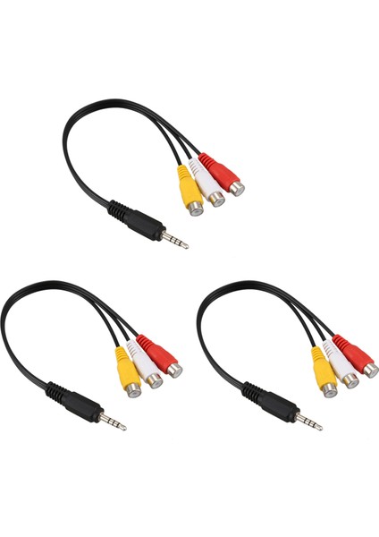 3 Pcs 3.5mm Erkek Fişi - 3 Rca Kadın Audio Video Av Kablosu 22CM (Yurt Dışından)
