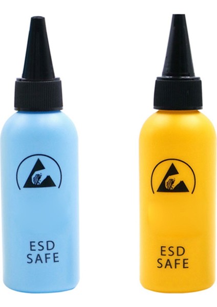 2pcs 60ML Esd Dispenser Plastik Çözücü Şişe Yüksek Kaliteli Sızıntı Profili Iğne Şişesi Tutkal Çıkarma, Mavi+Sarı (Yurt Dışından)