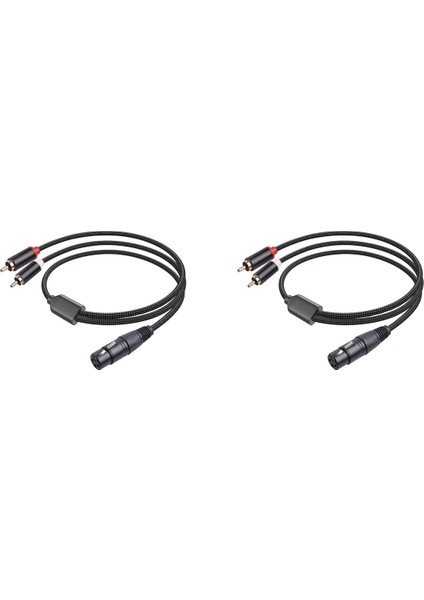 2x 3 Pin Xlr Dişi Ila Çift Rca Erkek Y Ayırıcı Kablosu, Mikser Amplifikatör Ses Kablosu, Stereo Ses Ara Bağlantı Kablosu, 1 Metre (Yurt Dışından)