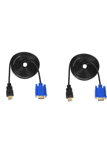 2x Hdtv HDMI Altın Erkek-Vga Hd-15 Erkek 15PIN Adaptör Kablosu 6ft 1.8m 1080P (Yurt Dışından)