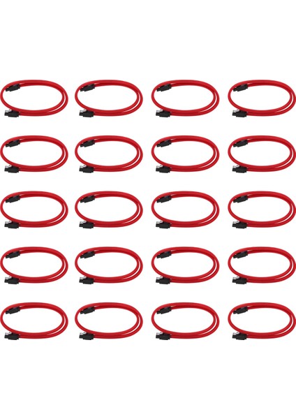 20PCS 50CM Sata 3.0 Iıı Sata3 7pın 6gb/s SSD Kabloları HDD Sabit Disk Veri Kablosu Naylonlu Soylu Premium Versiyon (Kırmızı) (Yurt Dışından)