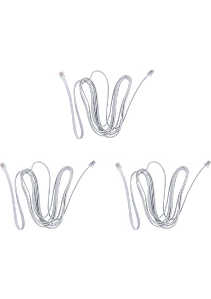 3x 6P6C RJ11 Telefon Uzatma Faks Modem Kablo Hat 9.8ft Uzunluk Beyaz (Yurt Dışından)