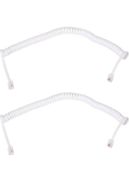 2x 1.5m 4.9ft Beyaz Esnek Rj9 4P4C Ahize Telefon Buzlu Kablo Kablosu (Yurt Dışından)