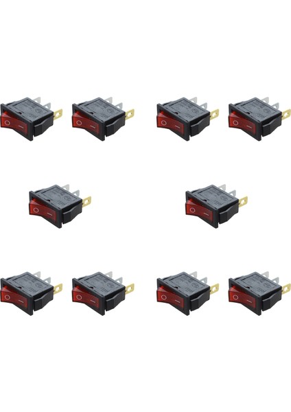 10X Rocker Anahtarı Kapalı Parlak Bipolar 28X10MM 250V 15A 3 Terminaller Kırmızı (Yurt Dışından)