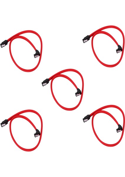 5x Sata 3.0 Iıı Sata3 7pın Veri Kablosu Dik Açısı 6gb/s SSD Kabloları HDD Sabit Disk Veri Kablosu Naylonlu (Kırmızı) 50CM (Yurt Dışından)