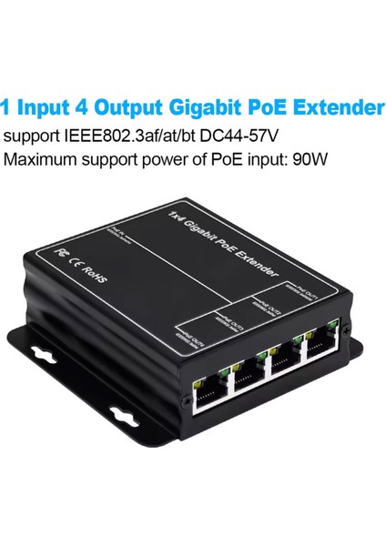 4 Port Gigabit Poe Extender 100/1000MBPS 90W 1in 4 Çıkış Poe Tekrarlayıcı Din Demiryolu Ağı Vlan 48V Poe Kamera Wierless Ap Için (Yurt Dışından) fiyatları