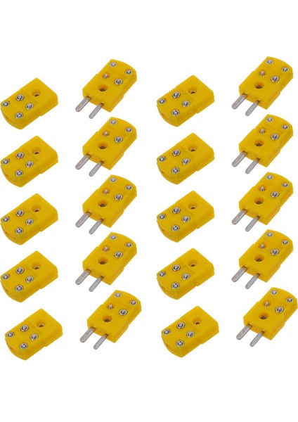 20X Sarı Plastik Kabuk K Tip Termokupl Fiş Soket Konnektör Seti (Yurt Dışından)